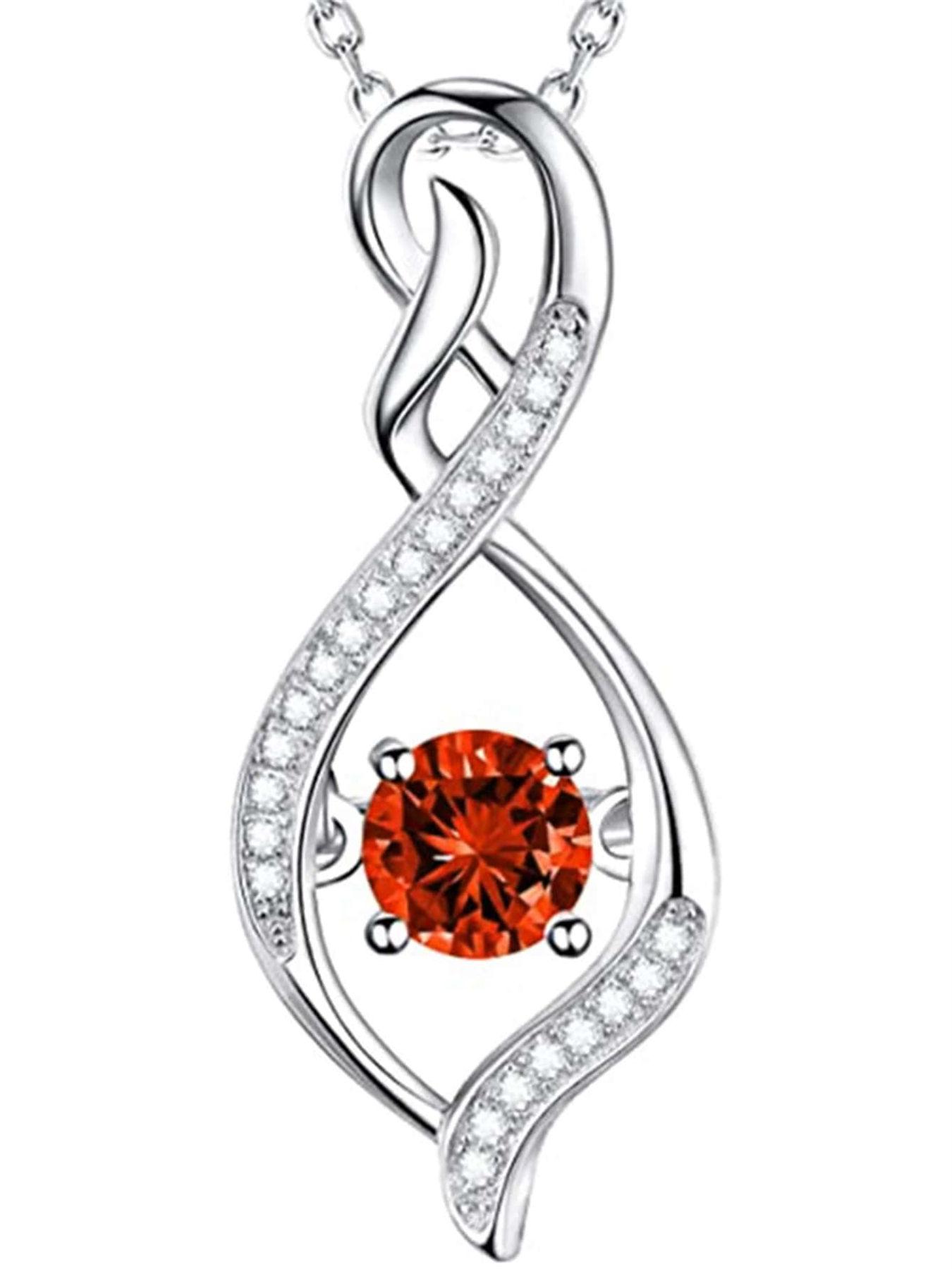 1 PC Charm Red Cubic Zirconia Necklace Pendant For Women Valentine's Day Gift Wedding Jewelry