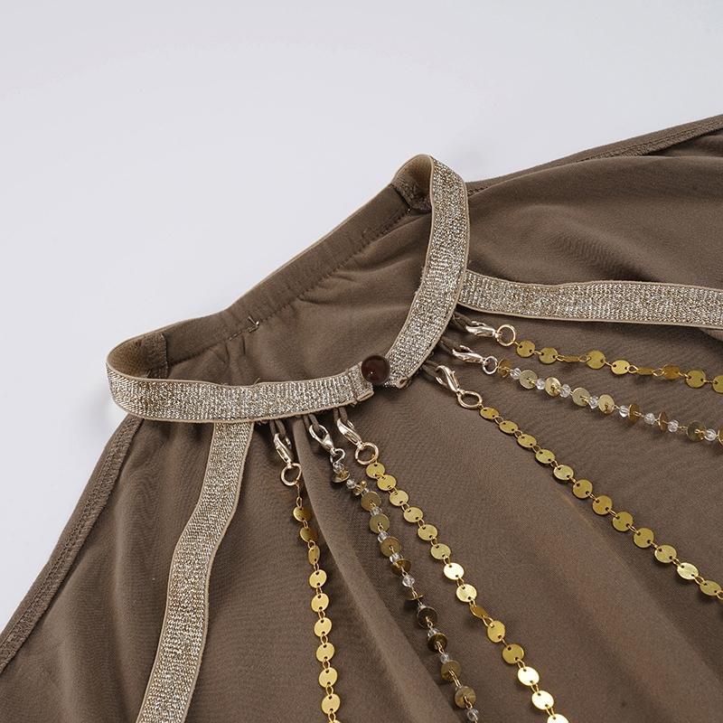 Women's Y2K Vintage Butterfly Chain Backless Bodycon Mini Dress, Batwing Sleeves Sexy Grunge Style, Short Sundress Perfect for Spring, Summer and Party Outfits