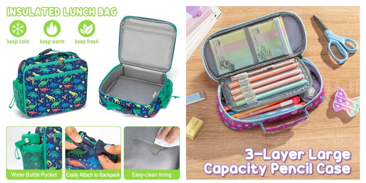 Fimibuke 3PCS Waterproof Backpack for School,Bookbag Set with Lunch Box & Pencil Case,colorful/Laptop/Luminous school bag for Elementary Middle High School,Backpag with Stationery,Back to School Gift,Birthday's Gift