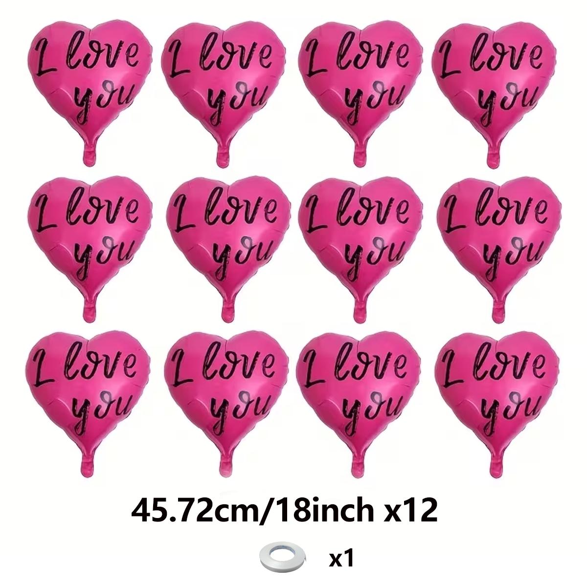 5pcs 18 Inch Rose Aluminum Heart Decorations, Perfect for Proposals, Weddings, Anniversaries, Romantic Scene Setup