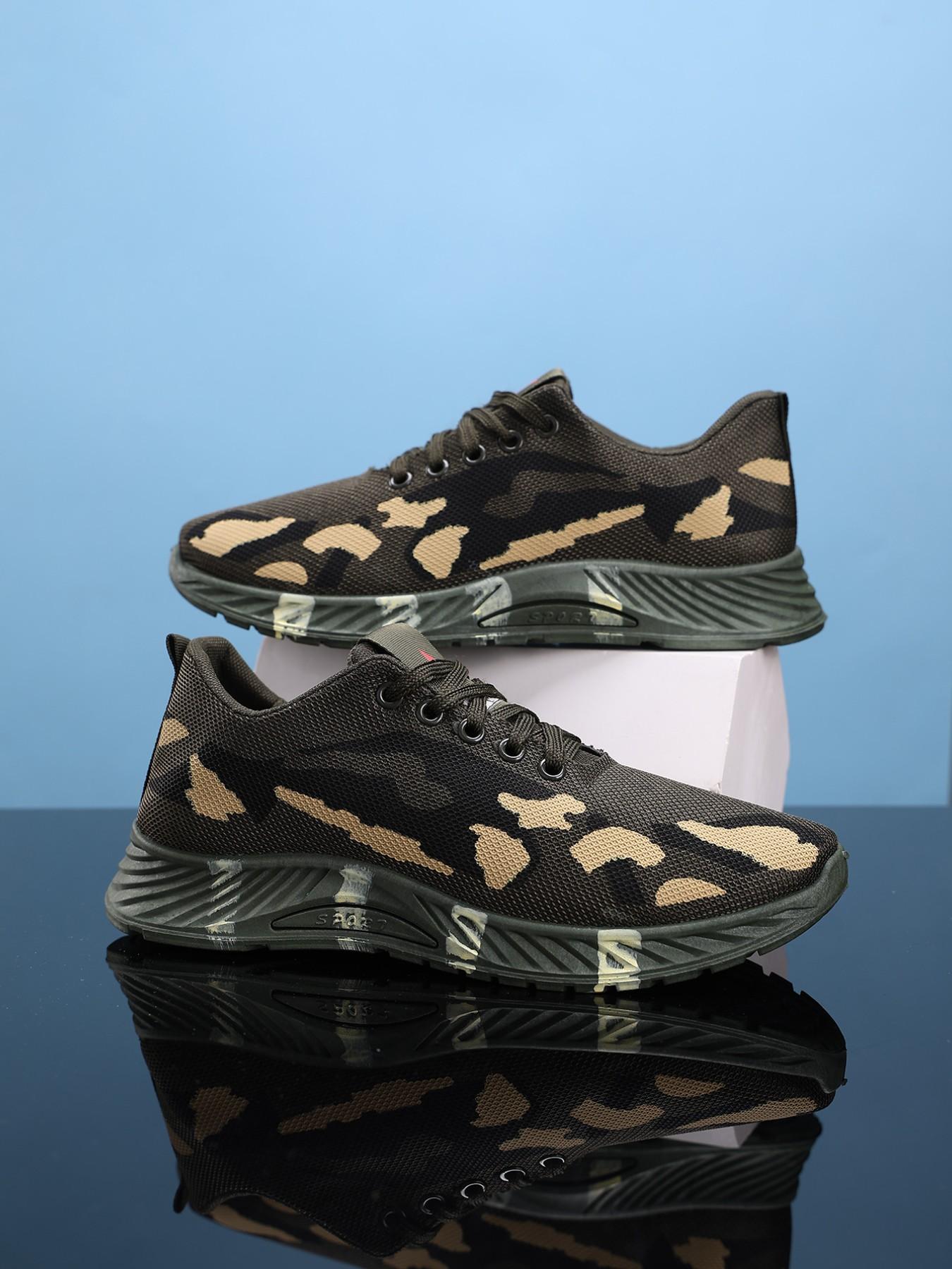 Men's Camouflage Sports Shoes, Breathable Anti-Slip Outdoor Casual Shoes, Lightweight Durable Work Safety Shoes