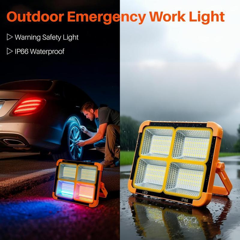 Portable LED Solar Light USB Solar-Powered LED Lamp with 4 Brightness Levels IP66 Waterproof for Camping Outdoor Work Car Repairs Power Outages Hiking Fishing Nighttime Activities High Lumen Flashlight Usb Rechargeable Headlamp