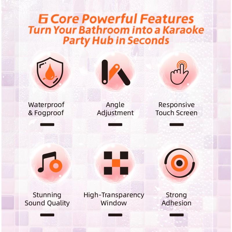 Waterproof Box Speaker, Bathroom Waterproof 360° Rotating Touchscreen, Bluetooth-compatible Speaker, Movie Watching, Music Listening, Phone Stand