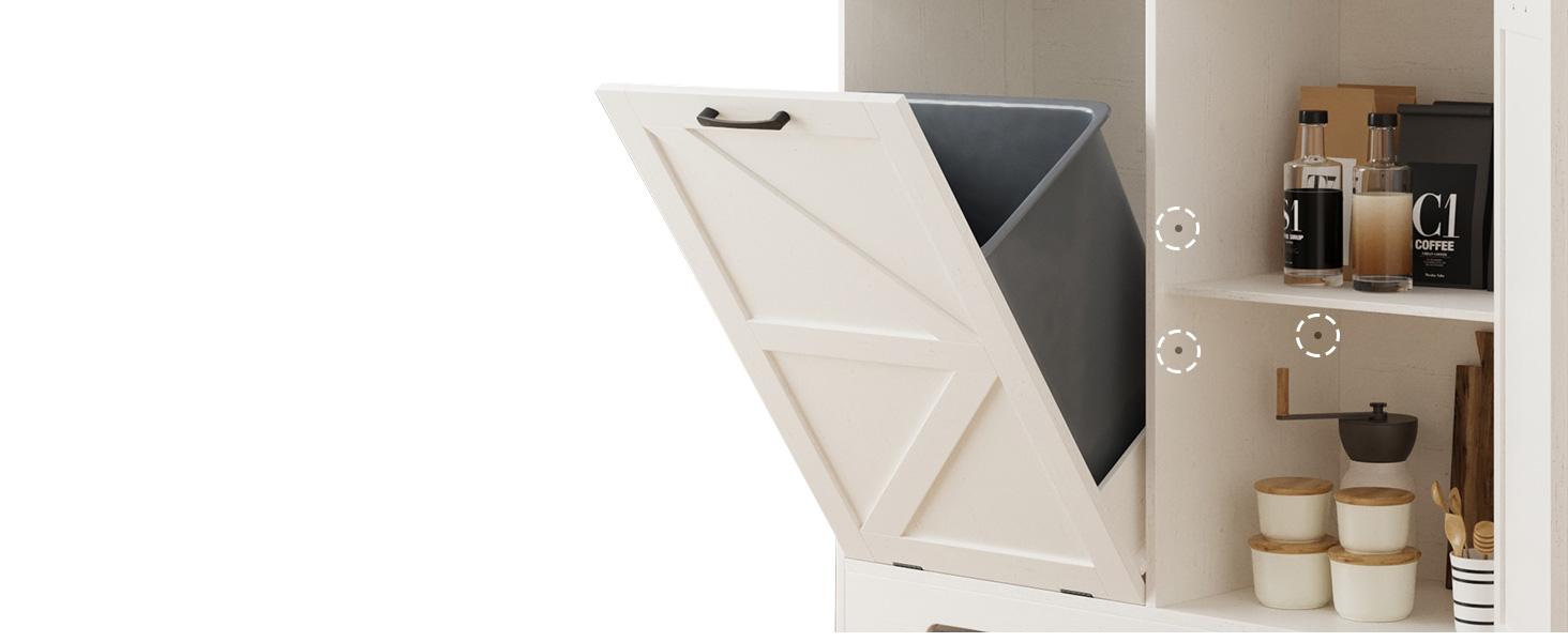 Vabches Tilt Out Trash Can Cabinet for 10 Gallon Trash Can, Farmhouse Kitchen Island Bin Cabinet with Adjustable Shelf for Hidden Laundry Basket, Dual Dog Proof Garbage Can for Dining Room, Living Room Vabches Tilt Out Trash Can Cabinet for 10 Gallon Trash Can, Farmhouse Kitchen Island Bin Cabinet with Adjustable Shelf for Hidden Laundry Basket, Dual Dog Proof Garbage Can for Dining Room, Living Room