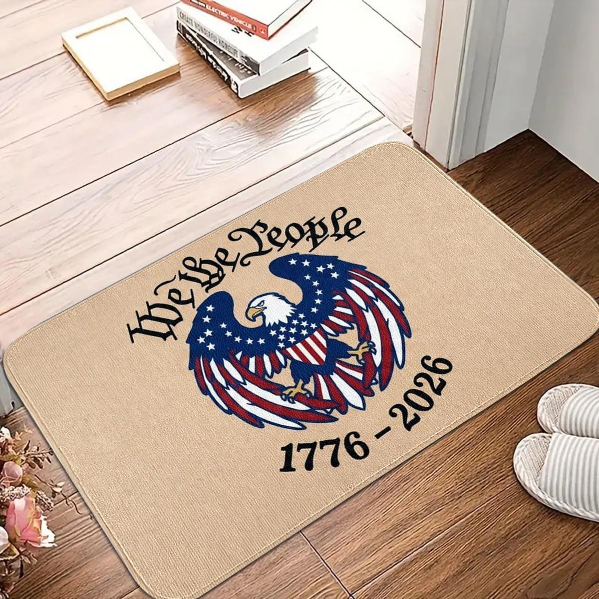 JIT 1/2/3 pcs of flannel simple Memorial Day and Independence Day (July 4th) bald eagle carpet for multi-scenario use as a decorative carpet. Kitchen carpet set, flannel washable bedside soft carpet, suitable for use in kitchens, bedrooms, etc.