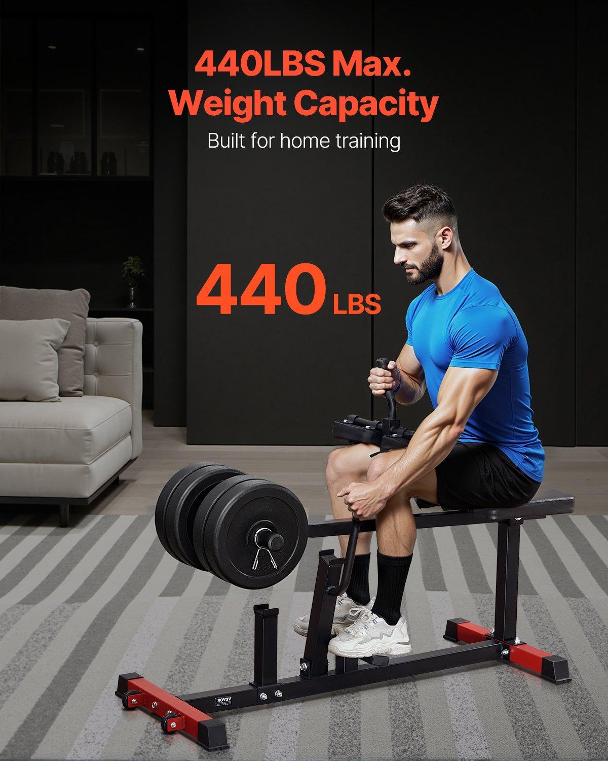 VEVOR Seated Calf Machine, 440 LBS Capacity Calf Raise Machine, Seated Calf Raise Leg Exercise Home Gym, Calf Workout Training Equipment, Lower Body Specialty Machine, Fit 1/2 inch Weight Plates