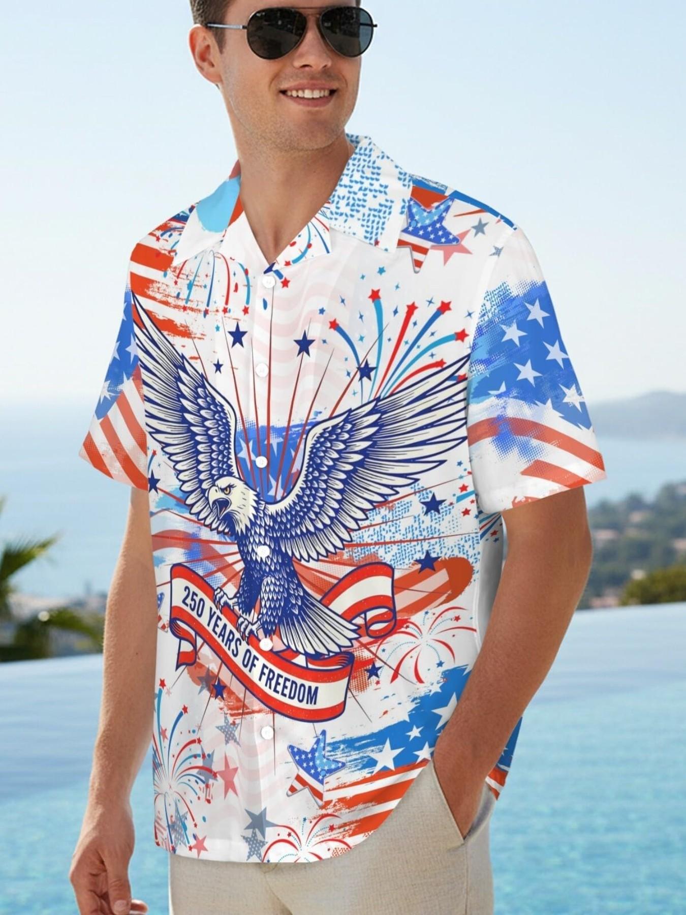 Vintage Hawaiian Shirt for Men, Retro Button Short Sleeve Blouse, Casual Slim-Fit Beachwear, Summer Vacation Style, Unisex Cuban Collar