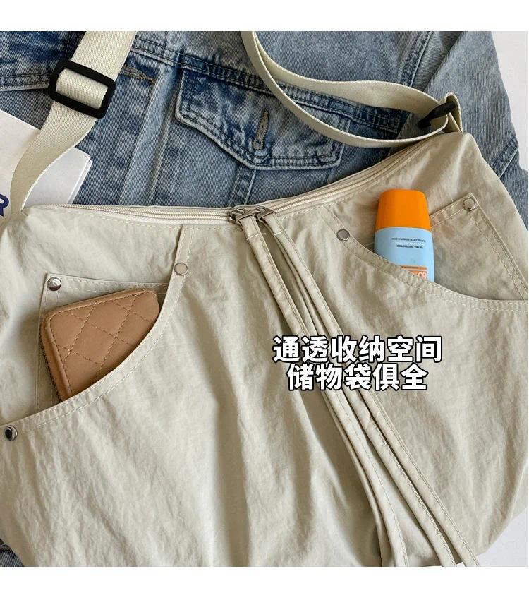Zipper Solid Nylon Women's Handbags 2026 High Quality Sewing Thread Bags for Women Casual Interior Compartment Crossbody Bags