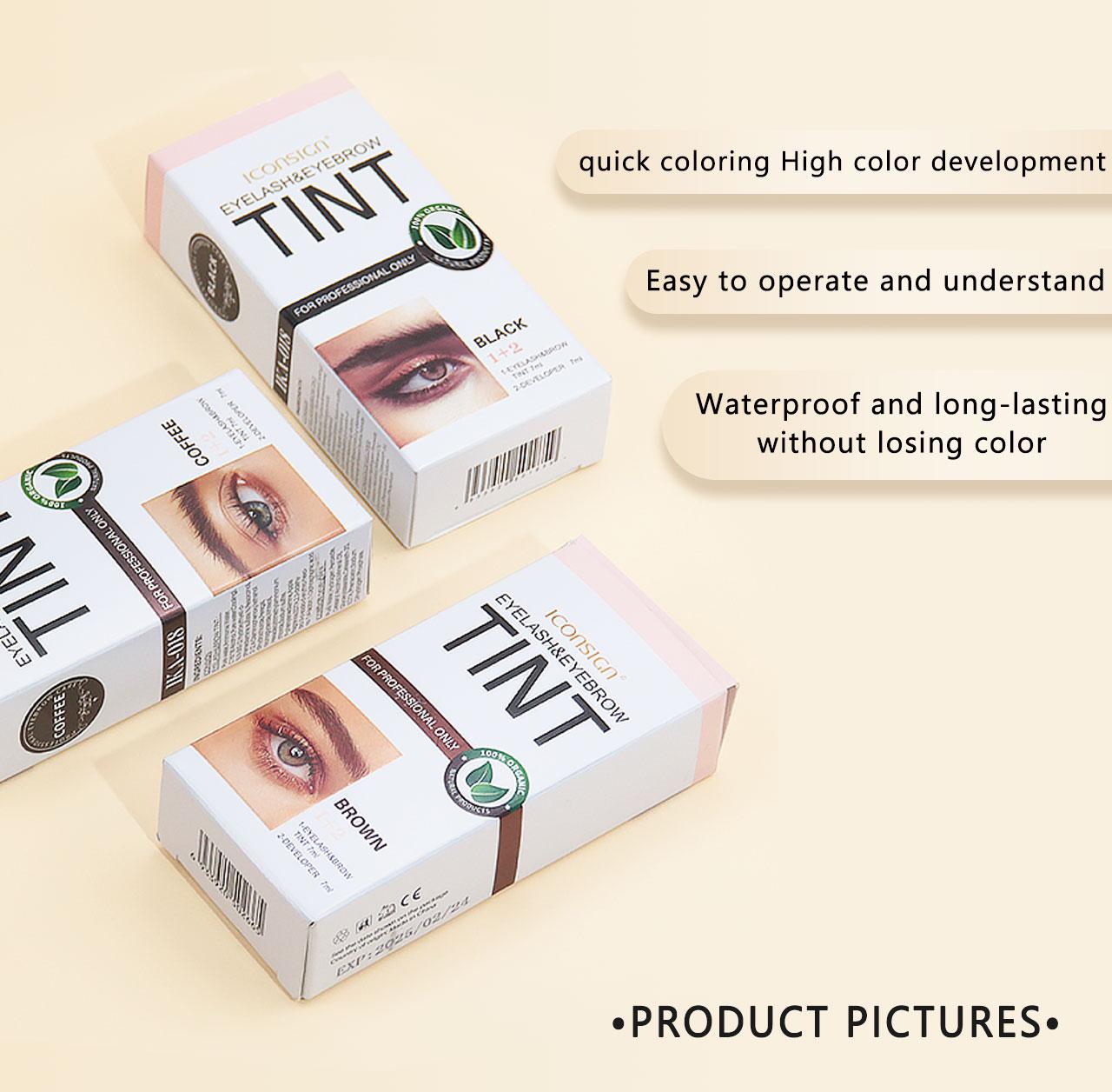 Eyelash & Eyebrow Tinting Kit, Eyebrow Tinting Cream, 1 Box Long-Lasting Natural Eyelash & Eyebrow Tint, Eye Makeup Tool for Women & Girls, Cosmetic