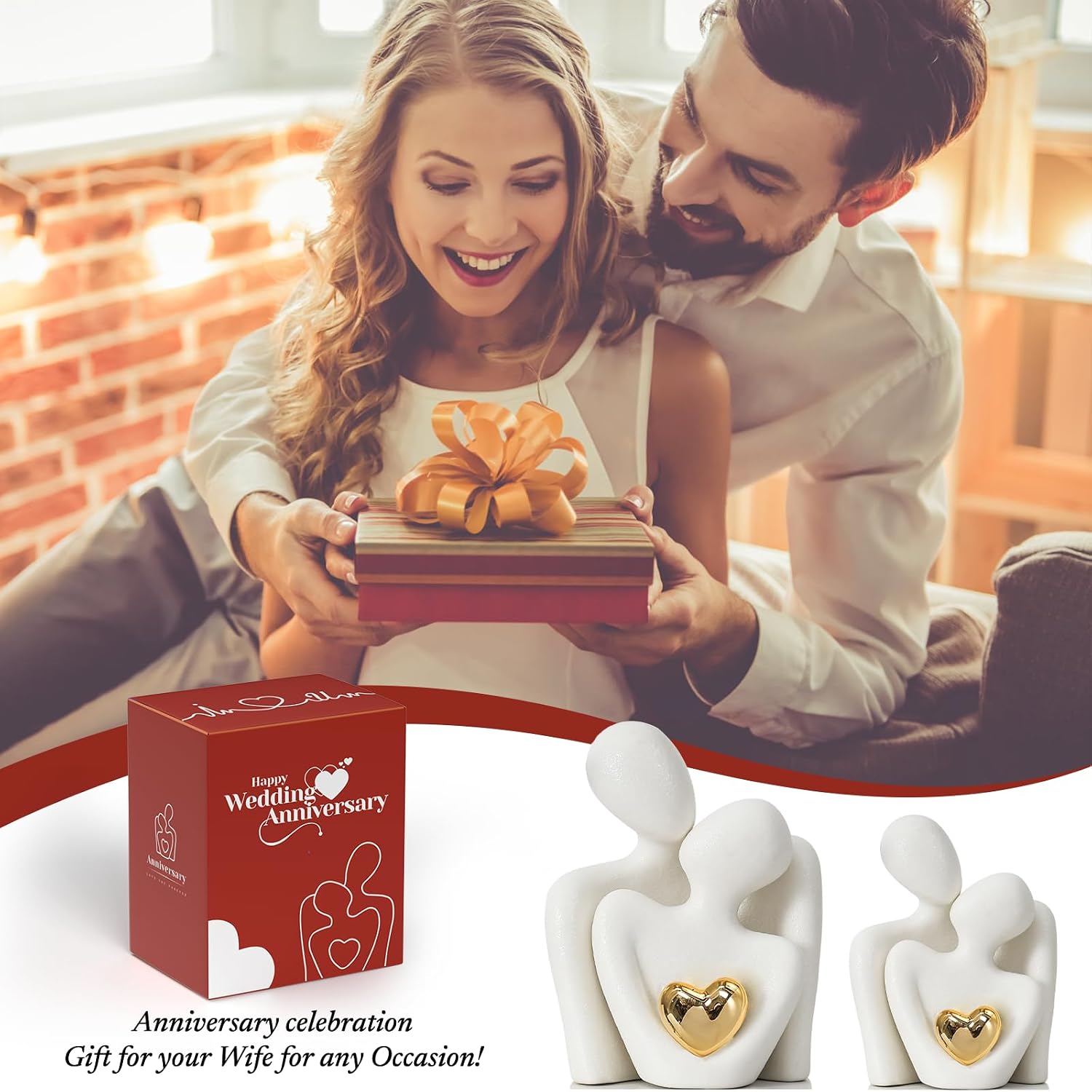 Mini Couple Statue Tv Stand Decor Items for Living Room, Abstract Sculpture Knick Knacks  Decor Couples Love Office Show Pieces- For Bedroom Romantic Gifts for Valentine Anniversary Birthday