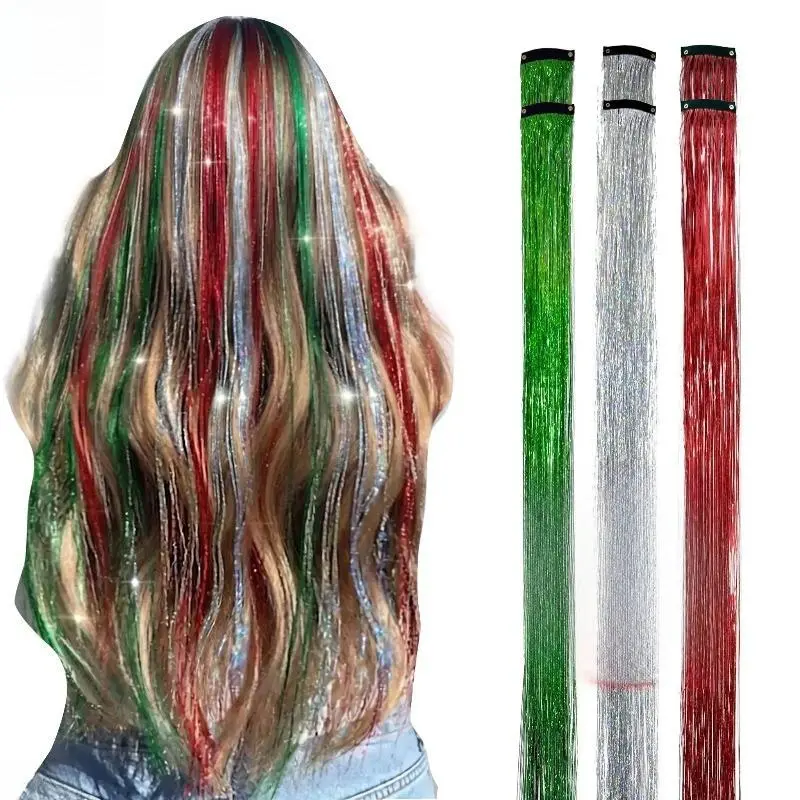 Holographic Glitter Clip‑In Fairy Hair Extensions, Damage‑Free Ultra‑Sparkly Glitter Hair Strands, Instant Shiny Hair Accessories for Parties & Competitions