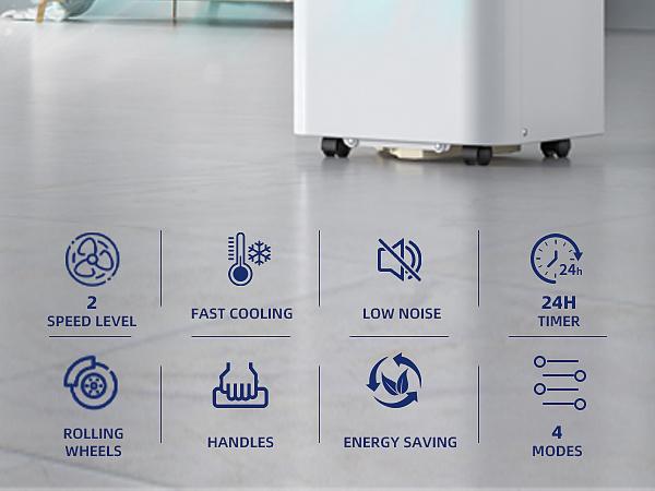 【TikTokShopSpringGlowUp】Antarctic Star Portable Air Conditioner 8000 BTU (ASHRAE), Remote Control, Fan Mode, Cools 250sq.ft, 24 Hour Timer, Quiet Operation, 2 Fan Speed for Bedroom Office Home Dorm.smartliving