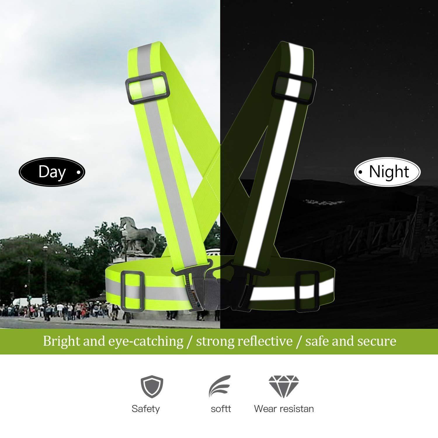 3-Piece Reflective Running Straps Set, Night Running Safety Vest, Cycling Reflective Jacket, Adjustable High Visibility Safety Reflective Vest, High Brightness Reflective Belt & Straps