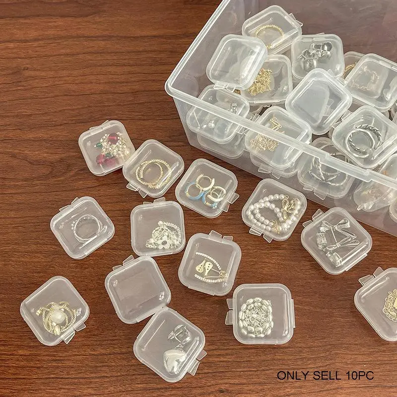 50pcs Mini Transparent Jewelry Storage Small Square Box, Dustproof Clear Box, Clear Containers, Clear Storage Box, Jewelry Storage Unit Suitable for Storing Rings, Earrings, Necklaces, etc., Durable Plastic Organizers, Jewelry Box, Accessories Box