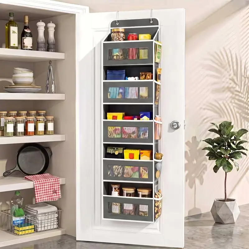 Don't waste that tiny door space! 5-tier hanging bag stores diapers, towels, snacks, magazines. No-drill, fits any door. 600D canvas outlasts plastic. Take it when moving. #1 space saver for small homes! dormitory storage, Organiser, Mesh, Oxford Fabric