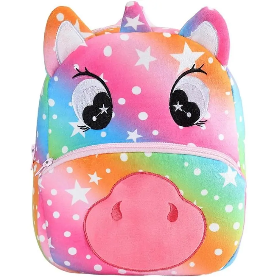 Toddler Cartoon Unicorn Backpack,Mini Plush Animal Toddler School Bag Kindergarten Backpacks for Boys Girls 2-4 Years