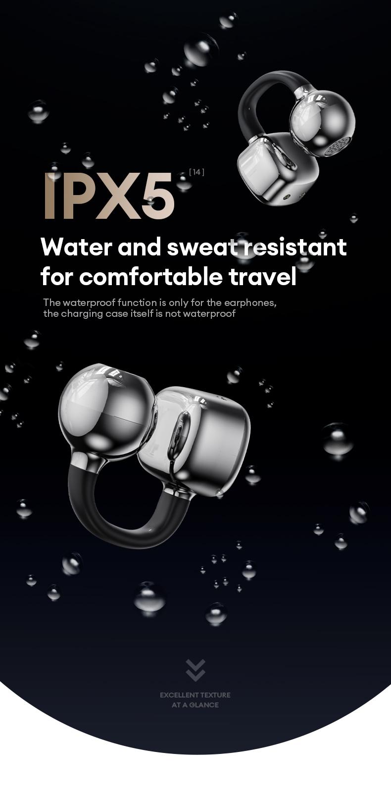 HYUNDAI C03 Clip On Wireless Headphones with Bluetooth 6.0 for Faster, Stable Connection, DT6.0 Pulse Directional Tech, 360° ACS Panoramic Sound, IPX5 Waterproof Audio Earbuds for Music & Calls, Comfortable for Sports, Compatible with Android & iOS