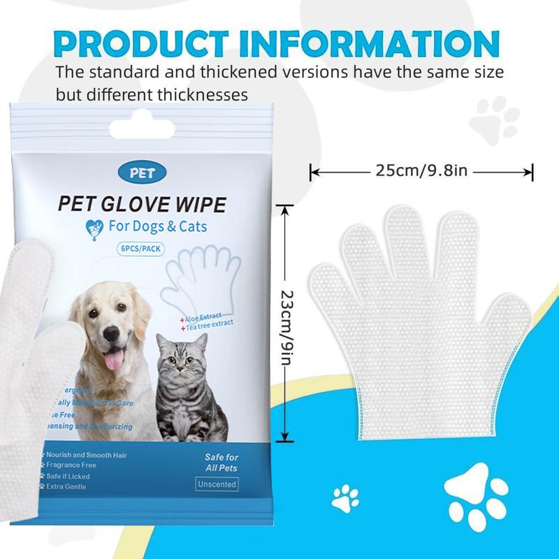 🐾 Muddy Paws Savior | 6-Pack Dog Cleaning Wipes Gloves | Quick Post Walk Dirt Remover