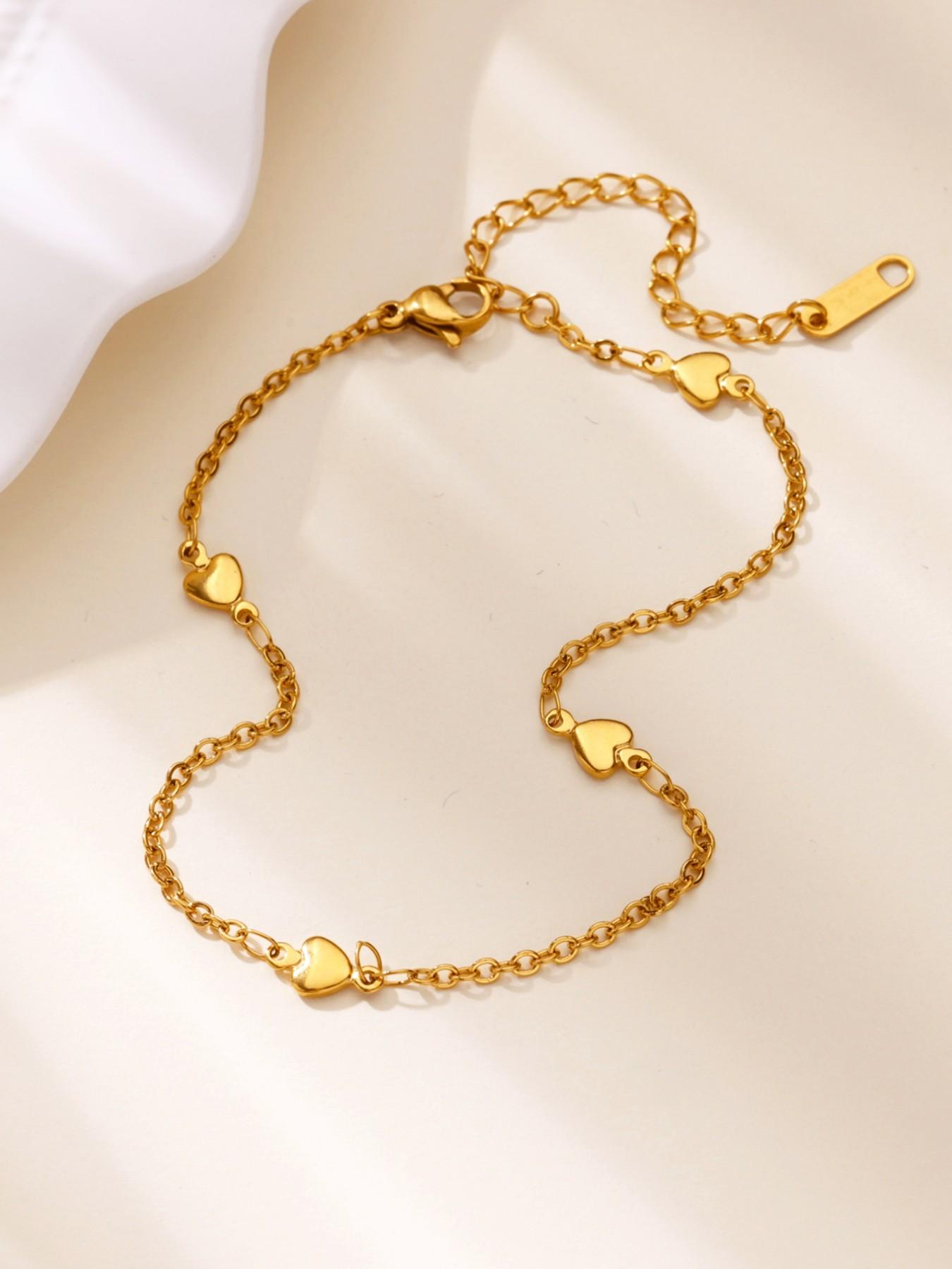 1 Pcs Stainless Steel Heart Anklets for Women Summer Beach Leg Chain Ankle Bracelet Femme Fashion Waterproof Jewelry,Perfect Gifts for Birthday,Party,Wedding,Anniversary,Mother's Day,Vacation,Daily