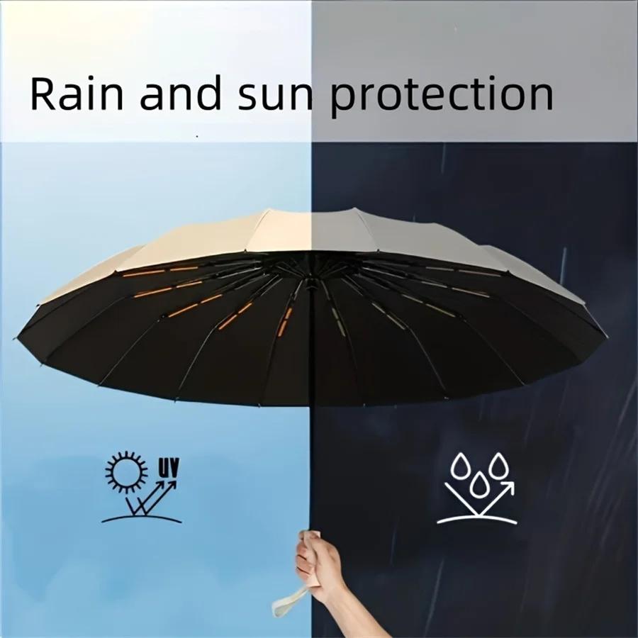 Large Automatic Folding Outdoor Umbrella, Windproof and UV Resistant Business Gift Umbrella, Durable and Compact Design for Rain or Shin