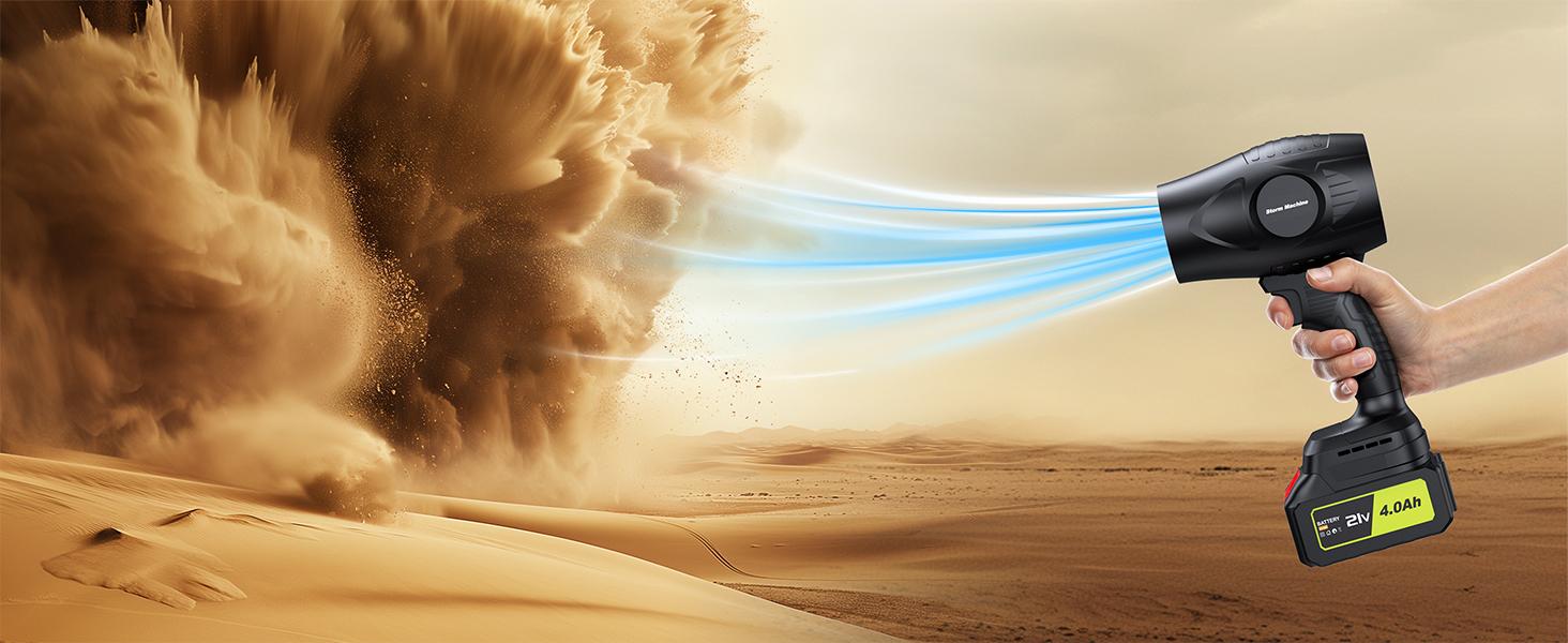 YUQUESEN- Turbo Jet Blower Electric Cordless Leaf Blower Handheld with 2 4.0Ah Batteries & Charger for Patio Cleaning Car Drying Dust Removal Lightweight Design - Home