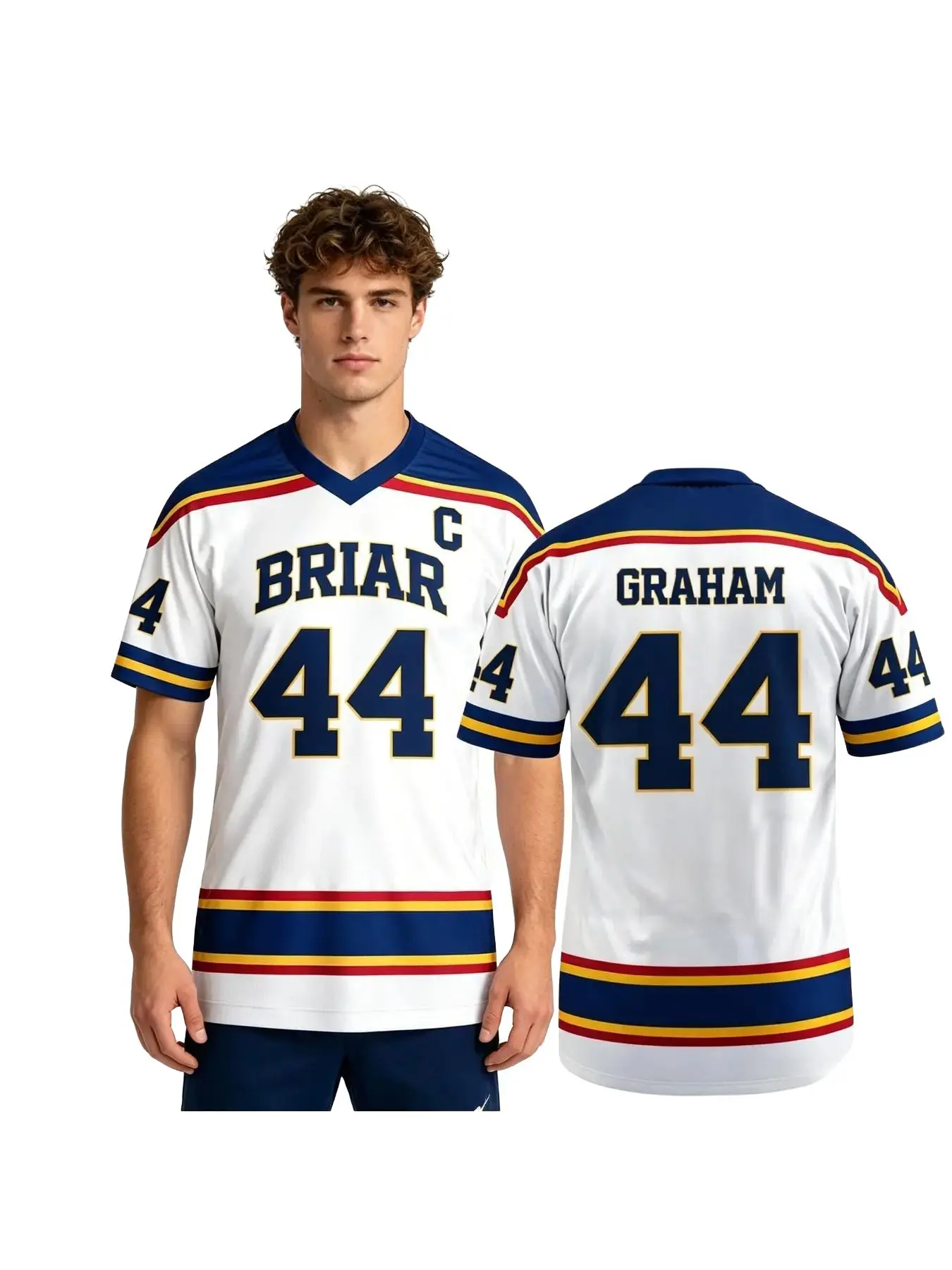 Men's Briar Graham44 Ice Hockey Jersey, Casual Loose Mesh Top, Breathable Sports T-Shirt, Summer Comfort, Neutral Style