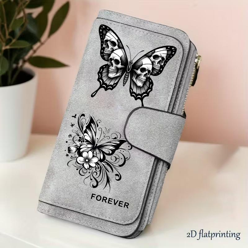 1pc Butterfly pattern women's long wallet, multi-functional wallet, portable snap coin purse, birthday gift and daily commuting essential, perfect holiday gift, suitable for outdoor, travel and family use, 3.10CYJ-5