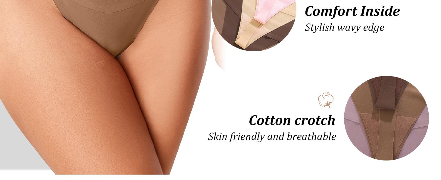 6-Pack Women's V-neck High-Waist Seamless Thong Panties NoShow, Stretchy, Soft & Breathable Underwear;Comfortable Minimalist Lingerie for days comfy underwear Bikini lenceriastylish cotton Bottom undies sexy SpringStatements