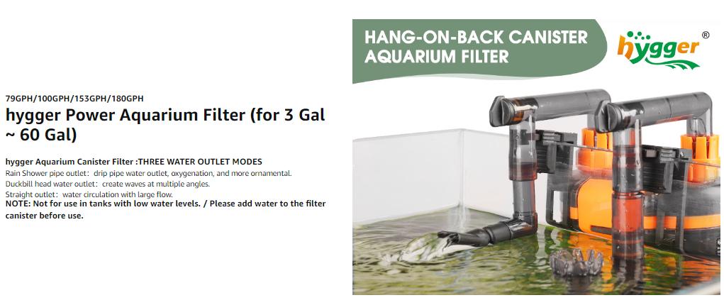 hygger Hang-On-Back Canister Aquarium Filter,No Dry Burning Quiet Fish Tank Filter with Duckbill Nozzle Shower Pipe Outlet Oil Skimmer Adjustable Water Flow 3 Types Filter Media(5W/6W/7W/8W fo 10-60 gal) hygger Hang-On-Back Canister Aquarium Filter,No Dry Burning Quiet Fish Tank Filter with Duckbill Nozzle Shower Pipe Outlet Oil Skimmer Adjustable Water Flow 3 Types Filter Media(5W/6W/7W/8W fo 10-60 gal)