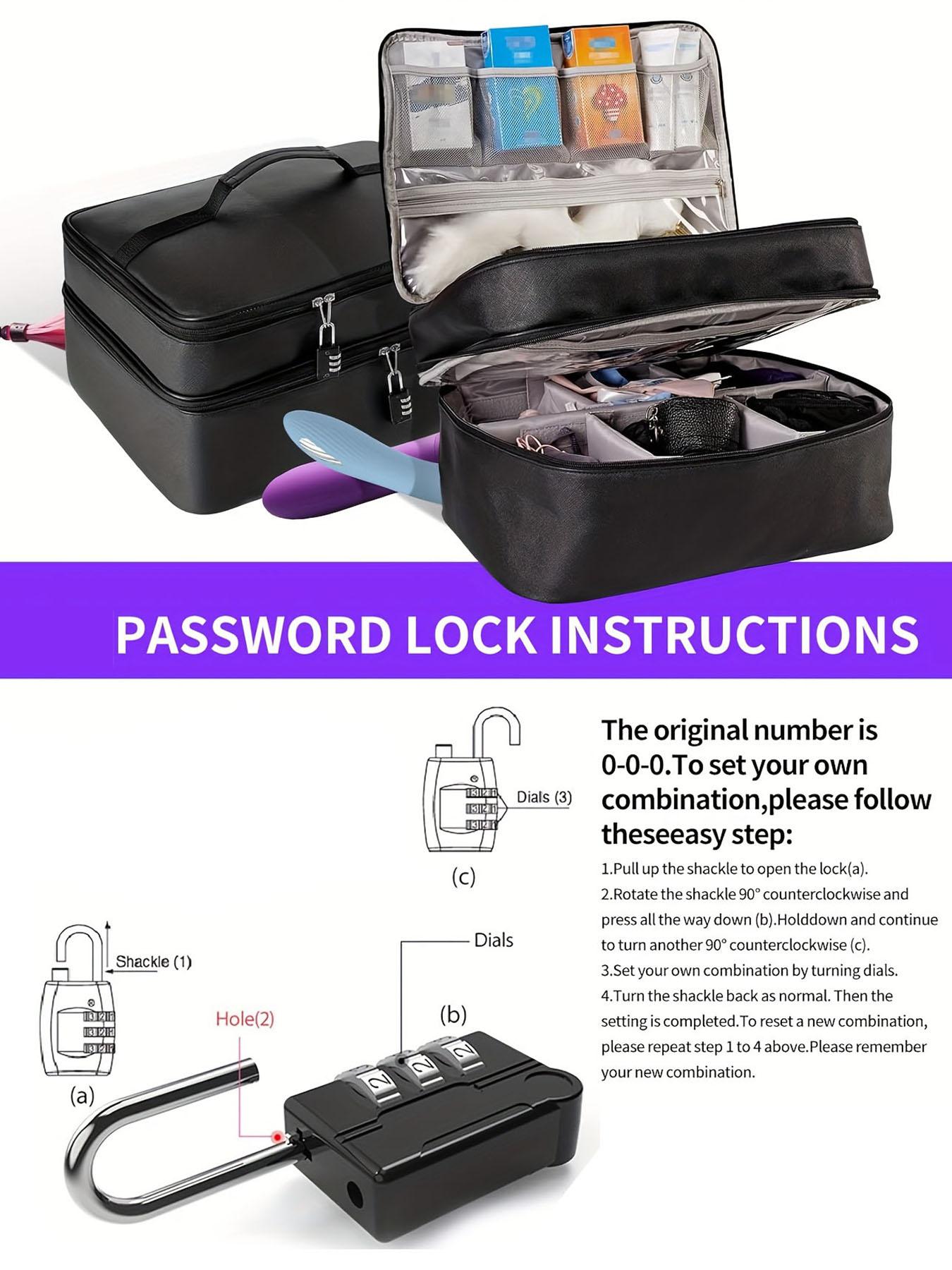 Lockable Adult Toy Storage Bag, Dual-Layer Large Capacity, Travel Underwear Organizer, Personal Privacy Protect Essential, Space Saving Bags