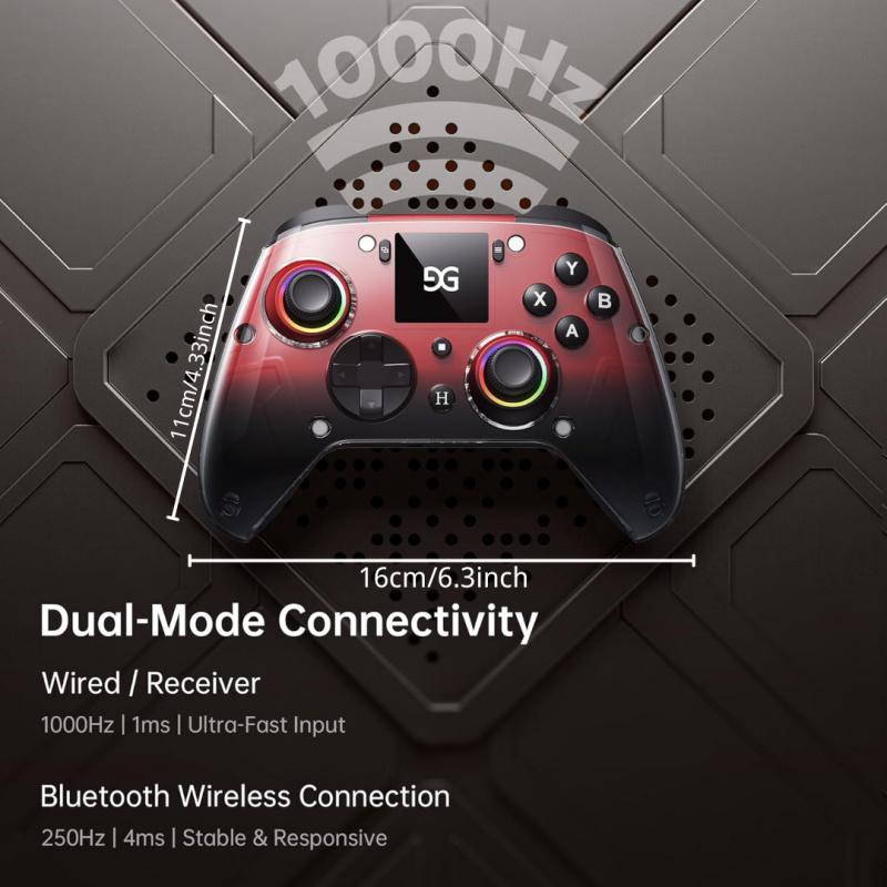 Wireless Gaming Controller with Interactive Screen, 1000Hz Polling Rate, Hall Joysticks & Triggers, 4 Programmable Buttons, Wireless Controllers, Compatible with PC, Switch1, PS4, iOS, Android, New Year's gift, Valentine's Day gift