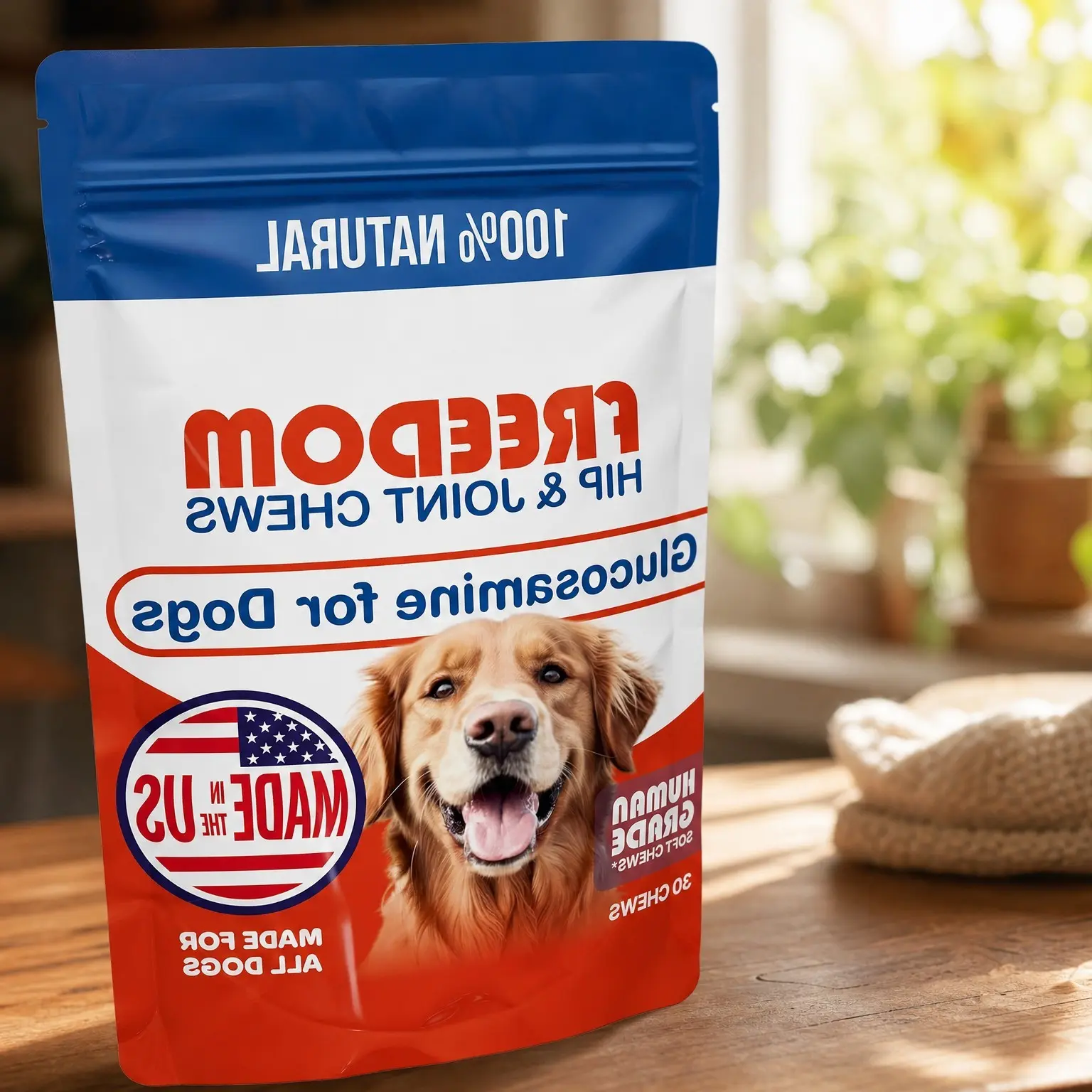 Freedom Joint Chews for Dogs – Glucosamine Supplement Packed with Super Nutrients, Delicious Hip & Joint Support for Pain Relief, Made in USA, 30 ChewsGift