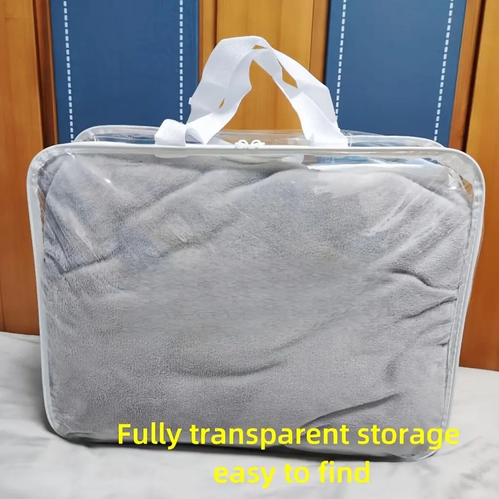 Extra-Large Capacity Transparent PVC Zipper Storage Bags with Organizer Boxes, Durable Home Tote, Moving Essential for Organizing Blankets and Clothes