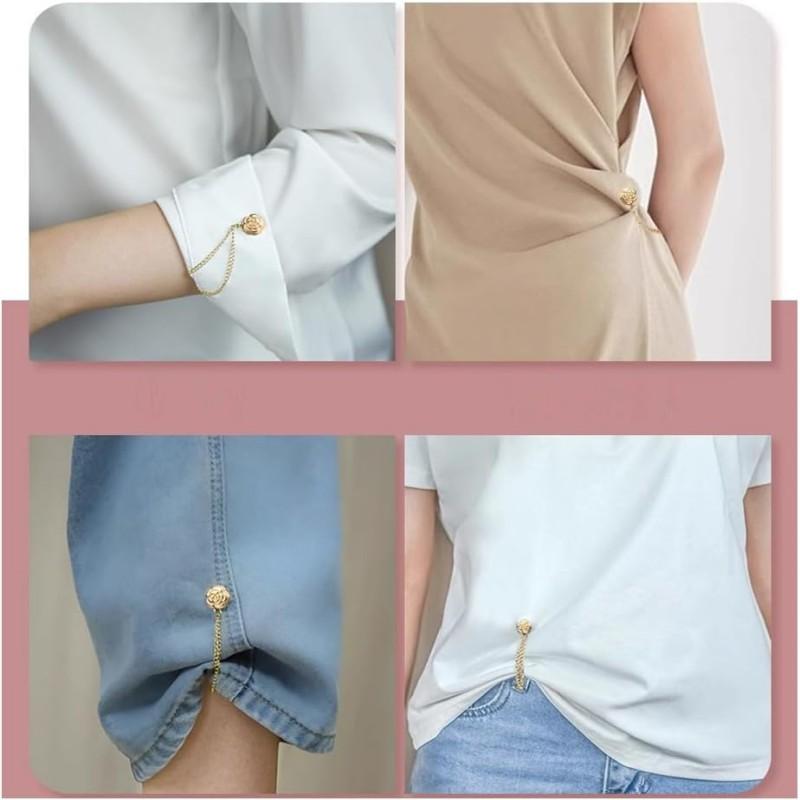 8Pcs Vintage Rose Flower Shape Multi-Function Magnetic Clothing Clips, Magnetic Strength Buttons Clips, Multi-Purpose Magnetic Pinless Brooch, Magnetic Clothing Shawl Clips (Mixed COLOR)