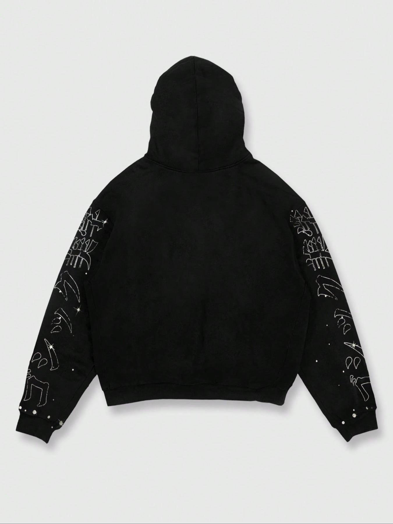 Men's Street Life Men's Eye Minimalist Graphic Printed Long Sleeve Zip Up Hooded Sweatshirt, Fall Winter