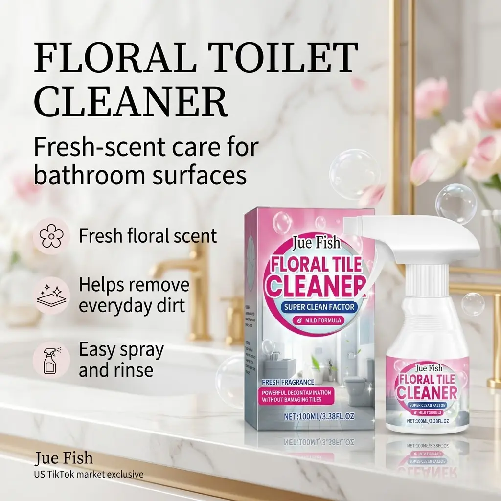 Floral Toilet Bowl Cleaner Liquid, Bathroom Toilet Cleaner for Bowl Stains, Limescale, Water Rings, Ceramic Surface, Dirt, Grime, Fresh Scent and Daily Restroom Cleaning Use
