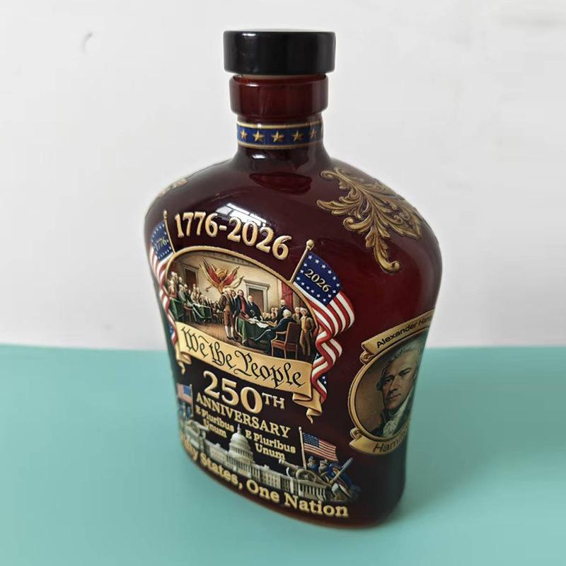 U.s. 250th Anniversary Commemorative Whiskey Bottle, Personal Reserve Glass Decanter, Ideal for Whisky, Bourbon, Scotch, Wine