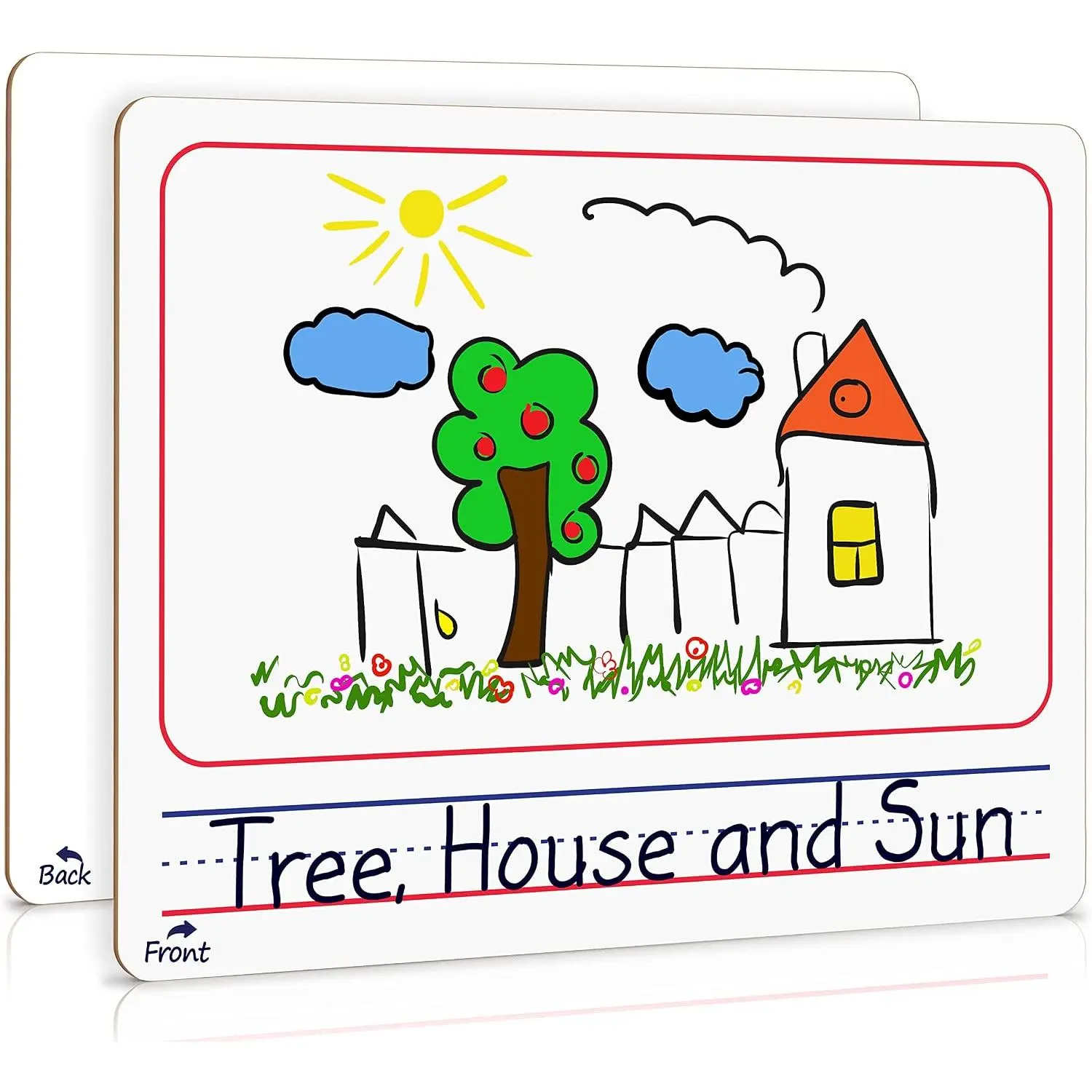 Picture Lined Dry Erase Board 9x12 for  Drawing Practice | Portable Double Sided Whiteboard, Crisp Wipe Clean Surface, Lightweight Portable,  for Classroom,  and