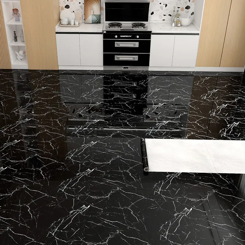1 Roll Marble Peel-and-Stick Wallpaper, Removable Self-Adhesive Wall Sticker for Walls, Floors and Ceilings, Decorative Wallpaper for Kitchen, Bathroom and Living Room Renovation