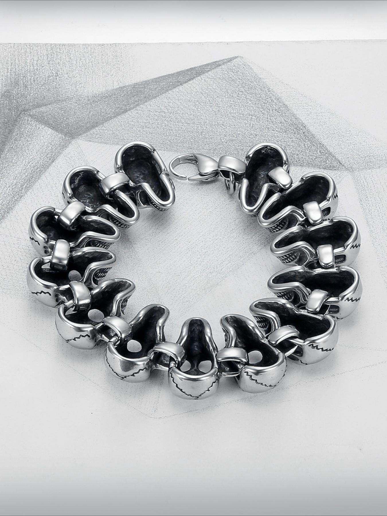 Hip Hop Punk Stainless Steel Skull Bracelet, Personalized Trendy Bracelet, Halloween Accessory, Daily Accessory