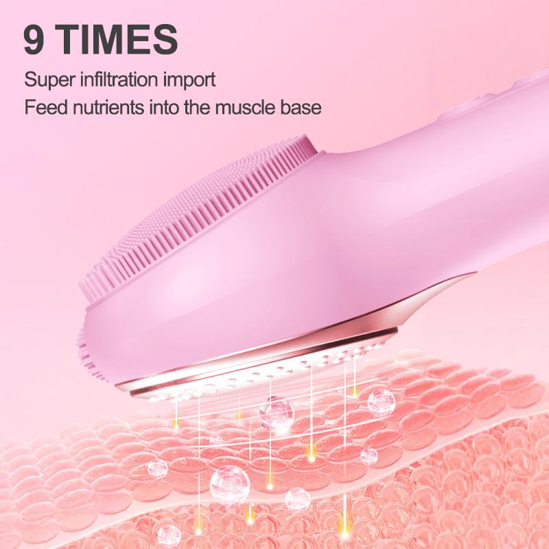 Facial Cleansing Brush Skin Massager Electric Silicone LED Lighting Face Brush Sonic Vibration IPX7 Waterproof tiktokshopspringglowup