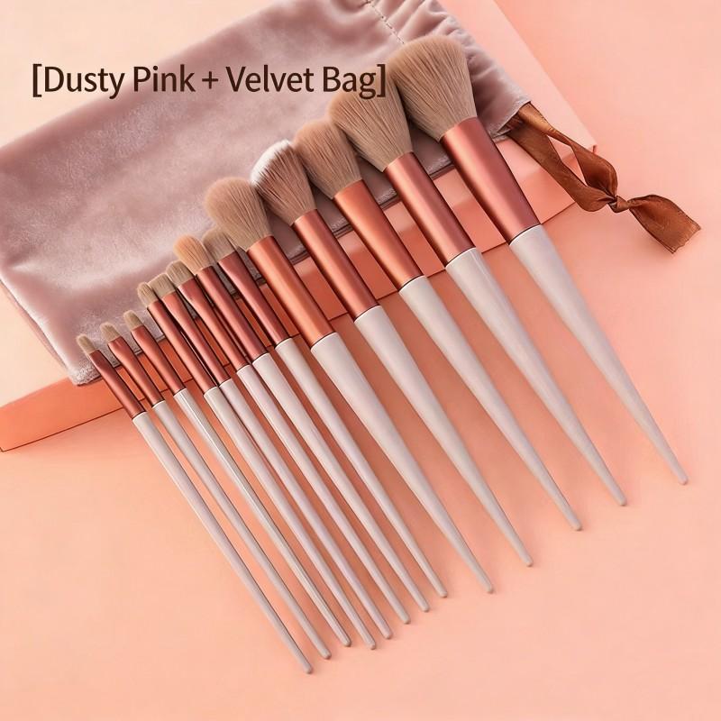 13pcs Makeup Brush Set Portable Blush Brush Eyeshadow Brush Complete Beauty Tools Suitable for Beginners Natural Flawless Finish Skin Friendly Even Powder Application All You Need for Full Face