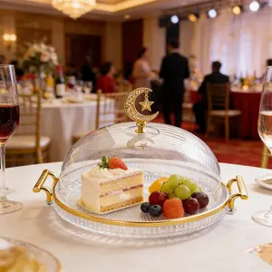 Single Tier Acrylic Cake Stand with Cover Dome Lid Clear Dessert Display Tray with Dome Cupcake Holder for Bakery & Cafe Commercial Candy & Fruit Tray for Wedding Birthday Party Snack Server Cookies  Party Snack Tray for Buffet