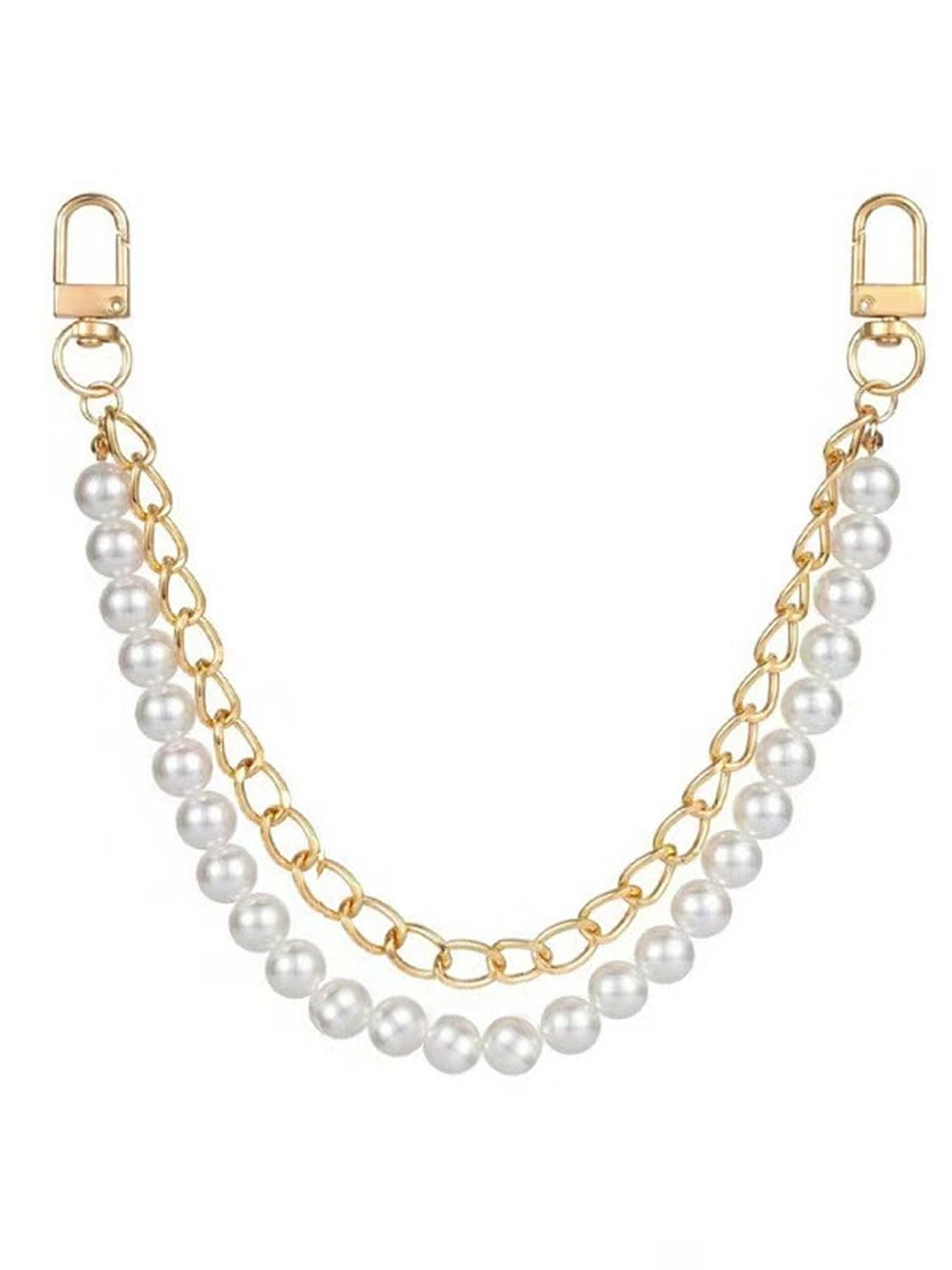 Gentle, delicate, elegant, textured pearl chain with double layered structure design and chain decoration, possessing a sense of hierarchy, widely used, convenient to carry, can be used as bag decoration, Elegant chain handbag