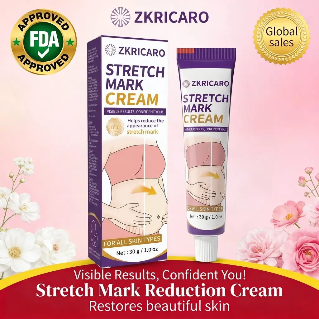 ZKRICARO Stretch Mark Removal Cream, Reduce Pregnancy Marks & Growth Scars, Deeply Nourishing Body Butter for Sagging Belly Skin, Firming & Smoothing Skin Repair Treatment