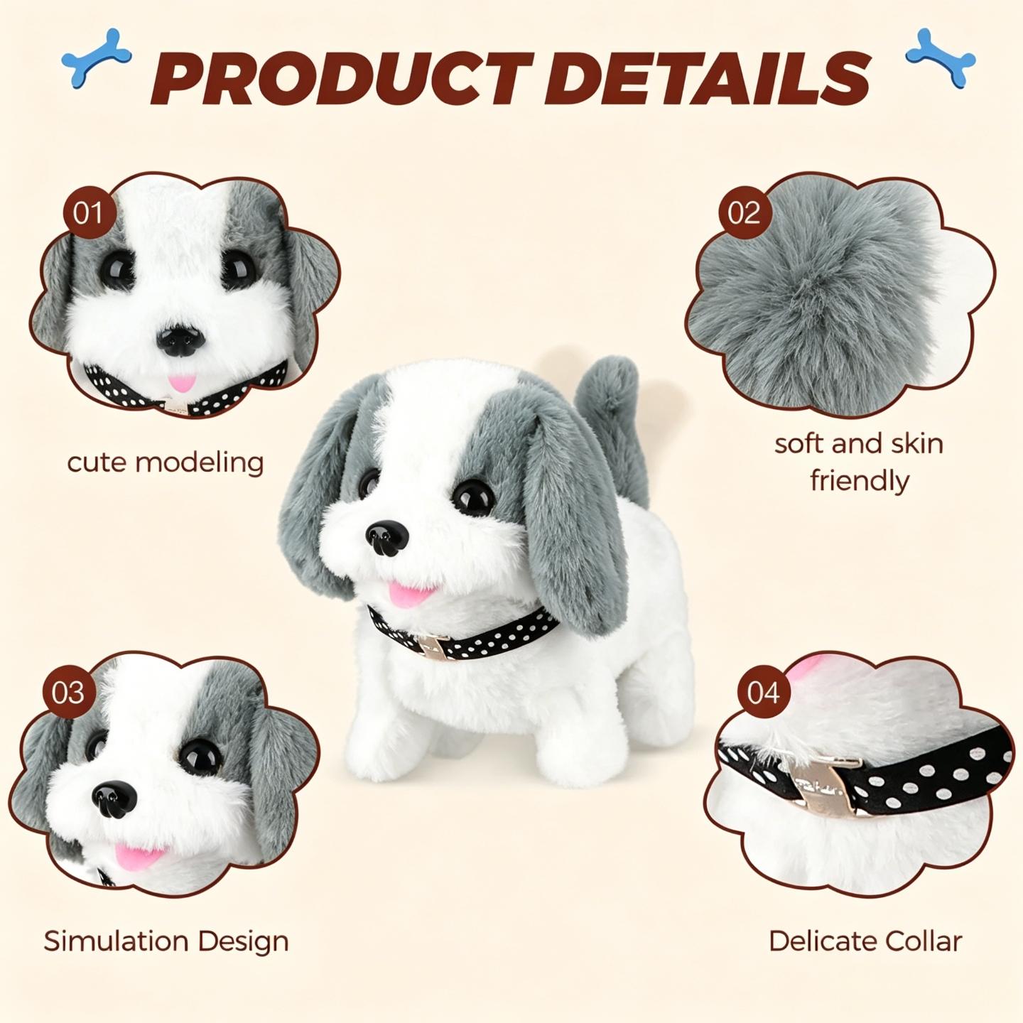 Electric Plush Dog Toy with Stroller Set Interactive Walking Barking Puppy for Kids Girls Toddlers, Soft Stuffed Pet Toy with DIY Accessories, Perfect Birthday Christmas Gift, Viral TikTok Toy for Children Pretend Play