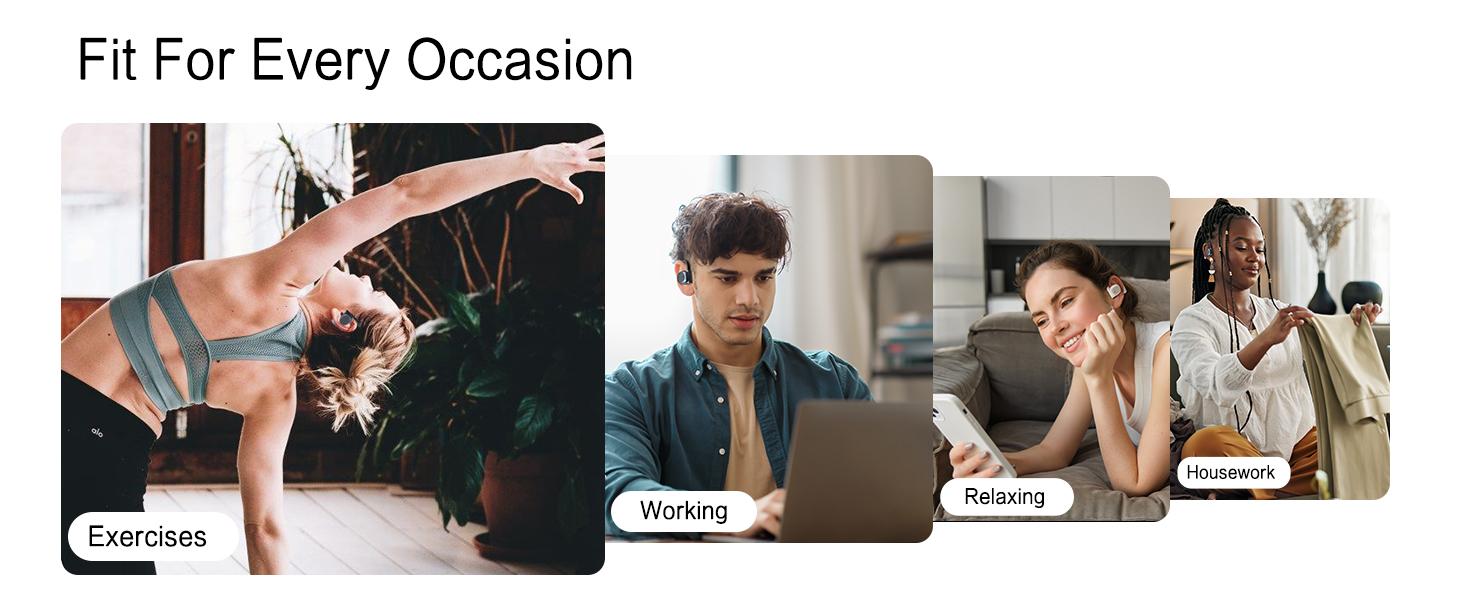 Open Ear Headphones,80H Playtime Air Conduction Earbuds w/Fast Charging, 16.2mm Hi-Fi Audio Drivers, Physical Buttons, ENC Mic, IPX5 Waterproof, Bluetooth 5.4, 2025 Upgrade for Workout White