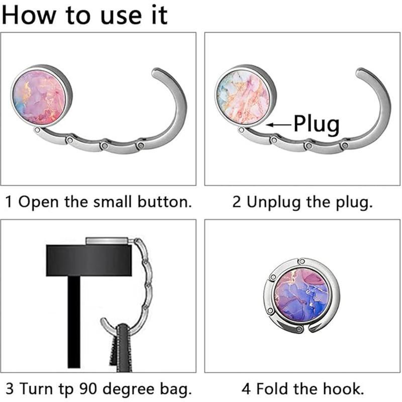 Foldable Handbag Hook Set, 3-Pack Foldable Bag Hanger, Women's Desktop Hooks, Home Storage Bag Hooks, Organizer Accessories, Carry Purse Hook