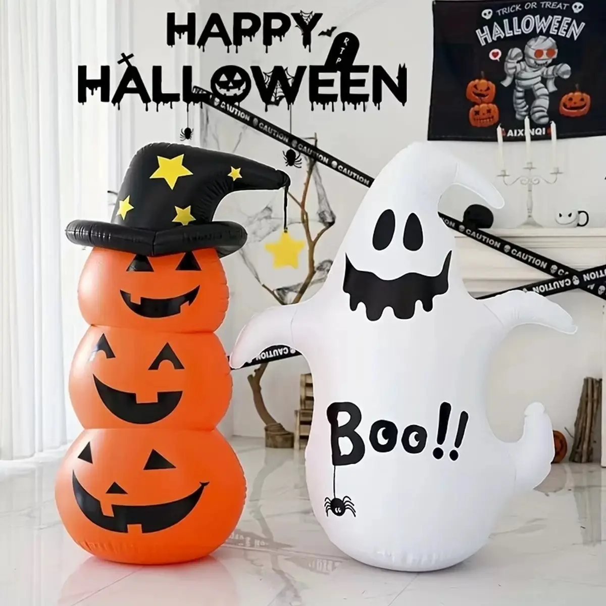 Halloween Inflatable Pumpkin Ghost Party Prop, Eco-Friendly PVC Decoration, Halloween Novelty Item, Perfect for Parties and Events