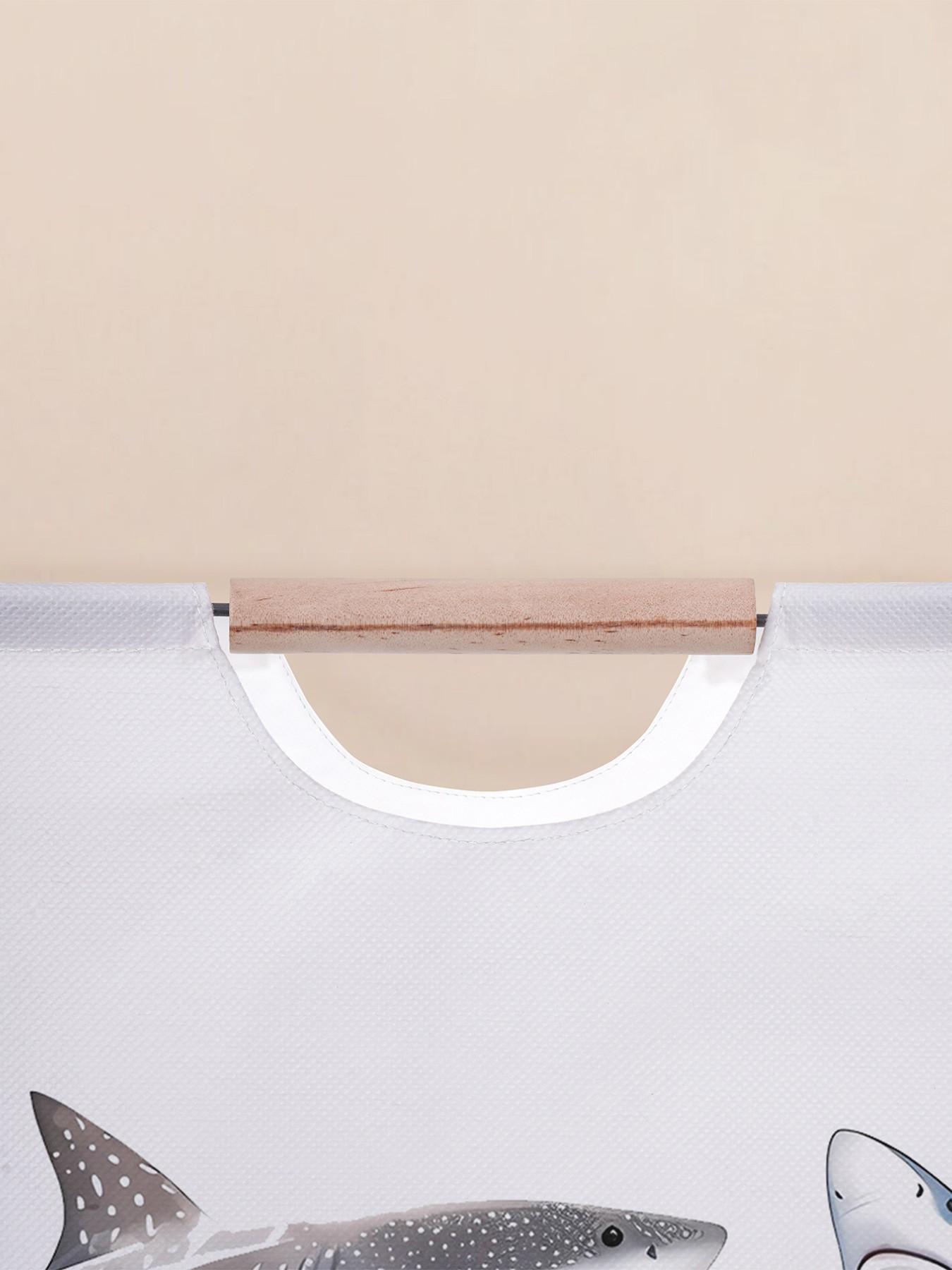 Shark Pattern Open Storage Box, Foldable Laundry Basket with Handle, Random Print, Home Bathroom Use, All Seasons